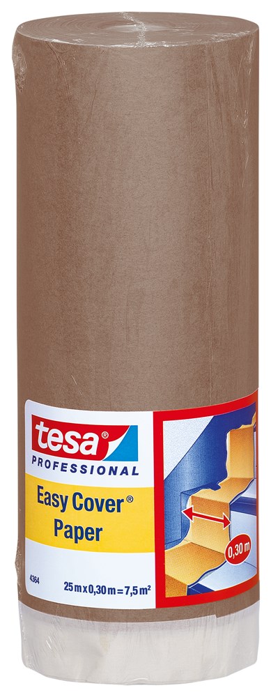 Tesa 2 in 1 Maskeringspapier met maskeringstape 25mx300mm bruin